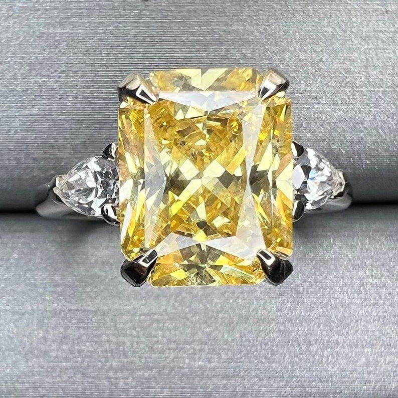 14K Solid Gold Radiant Cut Yellow Topaz Gemstone Ring - JBR Jeweler